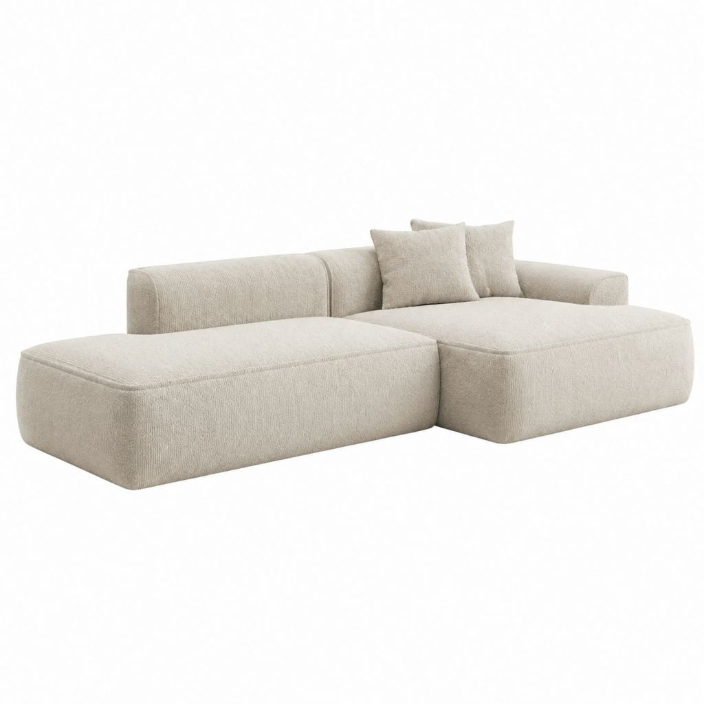 Canapé d'angle modulable beige en polyester 280 x 170 x 70 cm