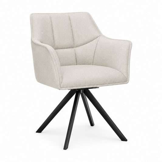 Chaise de salle à manger pivotante beige en polyester avec piètement en acier 60 x 62 x 86 cm