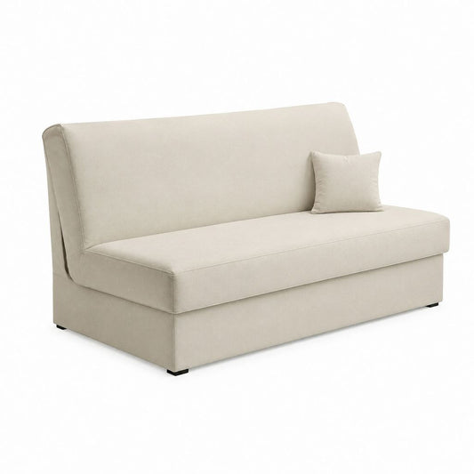 Canapé convertible 2 places beige en polyester 140 x 90 x 85 cm
