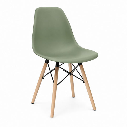 Chaise de salle à manger verte en polypropylène pieds en hêtre 46 x 52 x 82 cm