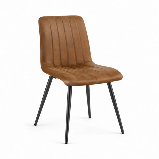 Chaise de salle à manger marron en similicuir PU avec pieds en acier 45 x 54 x 86 cm