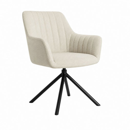Chaise de salle à manger pivotante beige en polyester et acier 86 x 60 x 63 cm