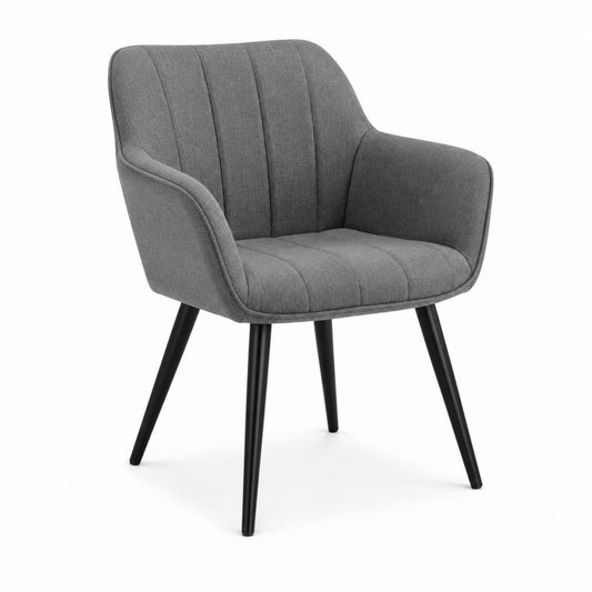 Chaise de salle à manger avec accoudoirs grise en polyester et acier 58 x 62 x 84 cm