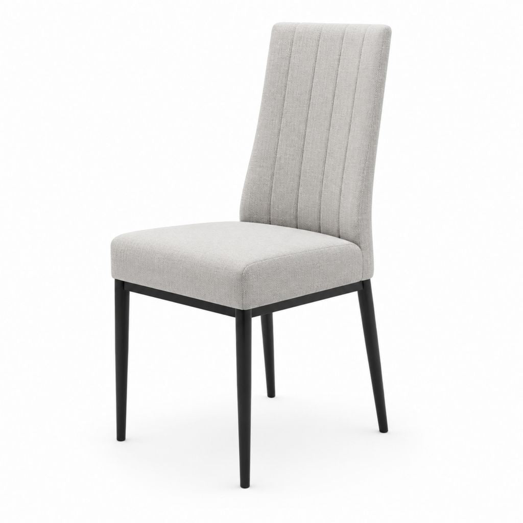 Chaise de salle à manger rectangulaire grise en polyester et acier 45 x 58 x 100 cm